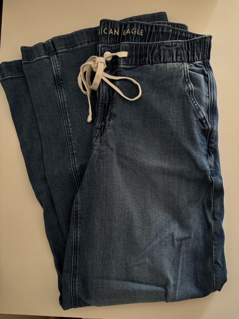 American Eagle Wide-Leg Drawstring Jeans - indigo  S Long - Picture 2 of 5